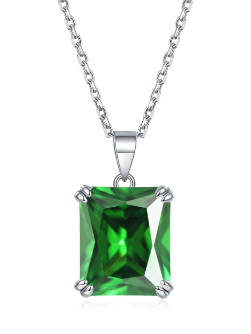 Grandmother green [May] 925 Sterling Silver Birthstone Geometric Dainty Necklace